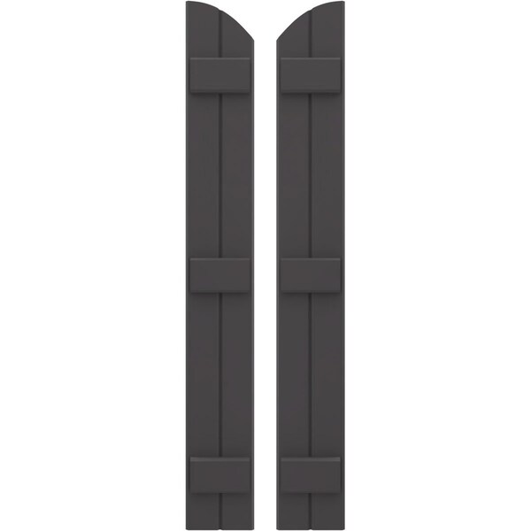 Ekena Millwork Americraft 2-Board (3 Batten) Wood Joined Board-n-Batten Shutters w/Ellipt Top, ARW401BE207X77SMH, PR ARW401BE207X77SMH - main